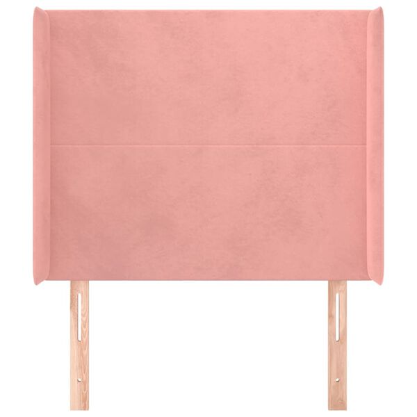 vidaXL Cabeceira de cama c/ abas veludo 93x16x118/128 cm rosa