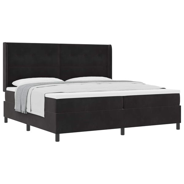 vidaXL Cama Box com colch&atilde;o com cabeceira Preto 200 x 200 cm Veludo