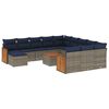vidaXL Conjunto de sof&aacute; de jardim com 13 pe&ccedil;as e almofadas em rattan sint&eacute;tico cinza
