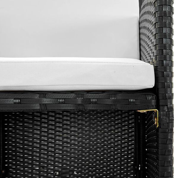 vidaXL 11 pcs conjunto jantar exterior com almofadões vime PE preto