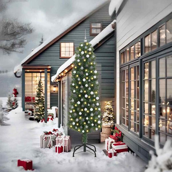 vidaXL &Aacute;rvore de Natal Artificial Verde 240 cm PVC e A&ccedil;o e Pl&aacute;stico