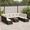 vidaXL Conjunto de Sof&aacute; de Jardim 9 pcs Marrom e Creme Polirattan