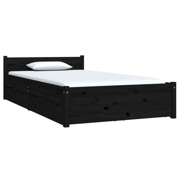 vidaXL Estrutura de cama c/ gavetas 90x190 cm Single preto