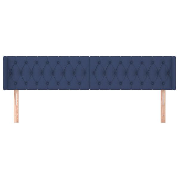 vidaXL Cabeceira de cama c/ abas tecido 183x16x78/88 cm azul