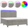 vidaXL Cama box spring c/ colch&atilde;o/LED 180x200 cm veludo cinzento-claro