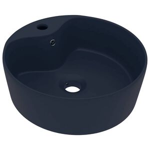 vidaXL Lavat&oacute;rio c/ extravasamento 36x13cm cer&acirc;mica azul-escuro mate