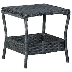 vidaXL Mesa de jardim em vime PE 45x45x46,5 cm cinzento-escuro
