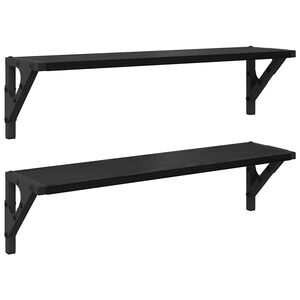 vidaXL Prateleiras de Parede 2 pcs Carvalho Preto 60 x 15 x 15,5 cm