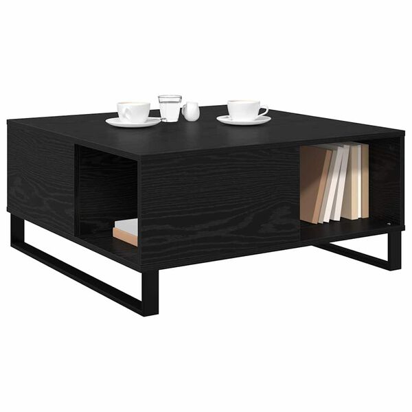 vidaXL Mesa de centro Carvalho Preto 80 x 80 x 36,5 cm