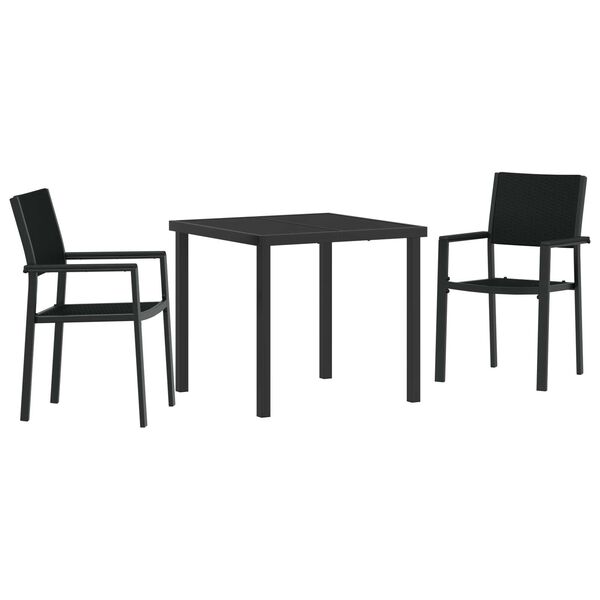 vidaXL Conjunto de Jantar para Jardim 3 pcs Preto A&ccedil;o revestido a p&oacute;