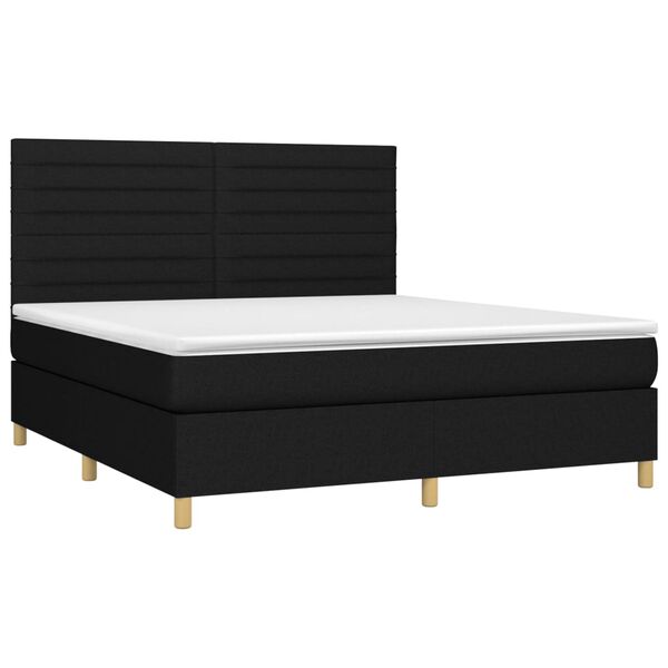 vidaXL Cama box spring c/ colch&atilde;o e LED 160x200 cm tecido preto