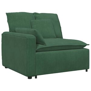 vidaXL M&oacute;dulo de extremidade de apoio de bra&ccedil;o para sof&aacute; modular com almofadas, verde escuro, 100 cm