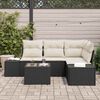 vidaXL Conjunto de Sofá de Jardim 5 pcs Preto vime PE