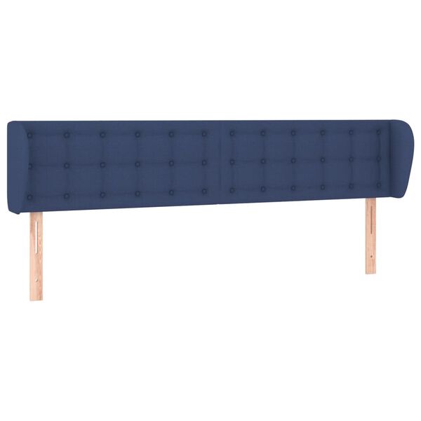vidaXL Cabeceira de cama c/ abas tecido 203x23x78/88 cm azul