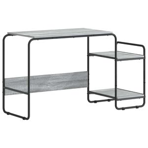 vidaXL Mesa com Armazenamento Sonoma cinzento 131,5 x 50 x 75,5 cm