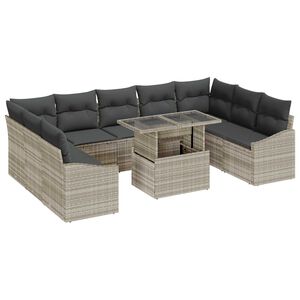 vidaXL Conjunto de Sof&aacute; de Jardim 10 pcs Cinza Claro e Cinza Escuro