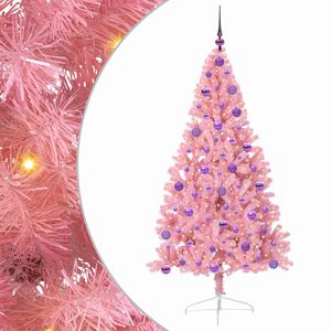 vidaXL &Aacute;rvore de Natal Artificial Pr&eacute;-iluminada Rosa 180 cm PVC