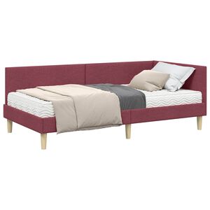 vidaXL Estrutura de Cama de Canto com Colch&atilde;o 2 unid. Cinzeto tecido