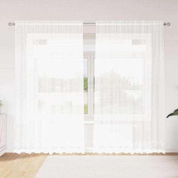 vidaXL Cortina de Renda com cortinas Branco 245 x 200 cm Poli&eacute;ster