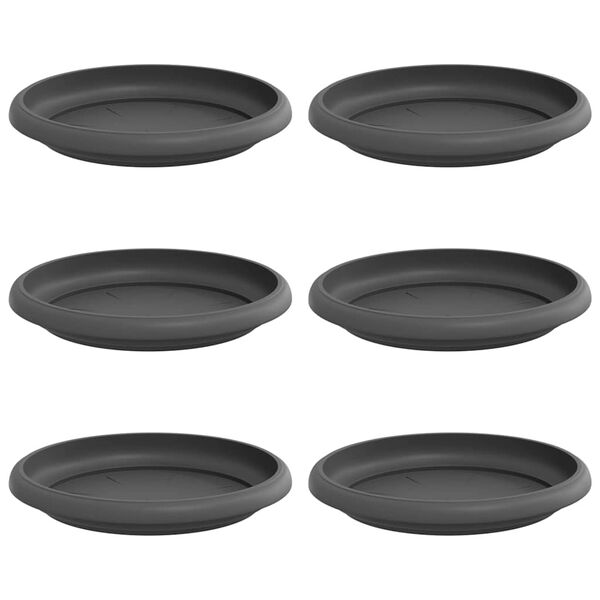 vidaXL Bandeja Redonda de Flores 6 pcs Preto &Oslash; 14 x 2 cm Pl&aacute;stico