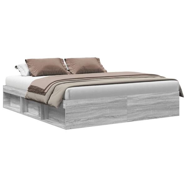 vidaXL Estrutura de cama 200x200 cm cinzento sonoma