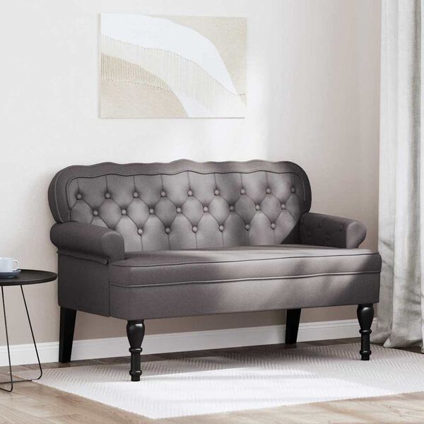 vidaXL Banco Chesterfield Cinzeto 119,5 x 64,5 x 75 cm Couro Sint&eacute;tico