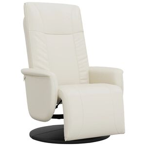 vidaXL Cadeira reclin&aacute;vel com apoio de p&eacute;s couro artificial cor creme