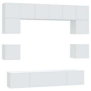vidaXL Conjunto m&oacute;veis de TV 8 pcs madeira processada branco