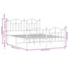vidaXL Estrutura de cama com cabeceira e p&eacute;s 135x190 cm metal branco