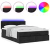 vidaXL Cama Otomana com Colch&atilde;o & LEDs Preto 140x190cm Tecido