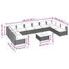 vidaXL 11 pcs conjunto lounge jardim c/ almofadões vime PE castanho