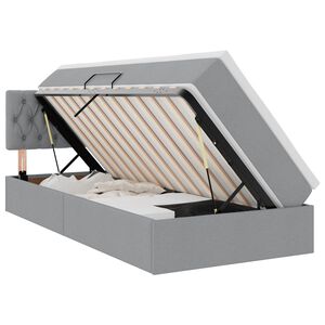 vidaXL Cama com arruma&ccedil;&atilde;o e LED Cinzento-claro 90 x 190 cm tecido