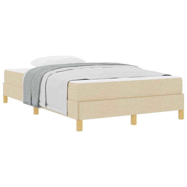 vidaXL Cama Box com colch&atilde;o Creme 120 x 190 cm tecido