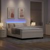 vidaXL Cama Box com luzes de tira LED Creme e Branco 203 x 144 x 88 cm