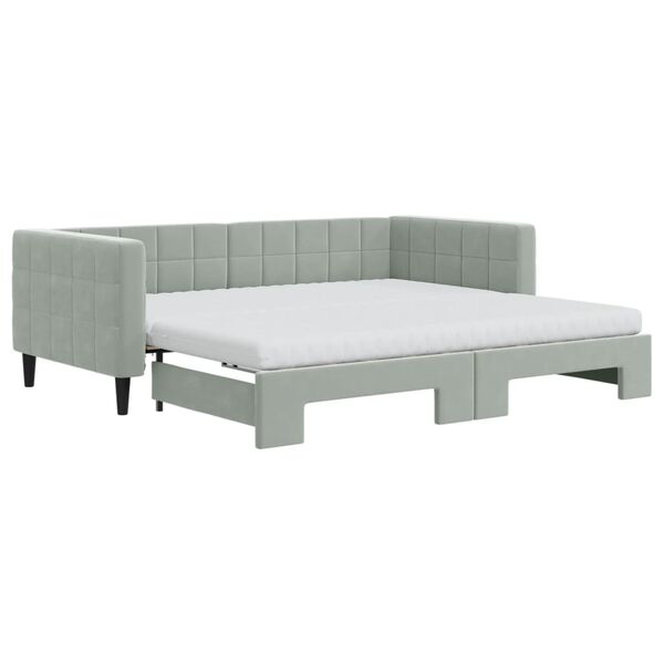vidaXL Sof&aacute;-cama c/ gavet&atilde;o e colch&otilde;es 90x190 cm veludo cinzento-claro