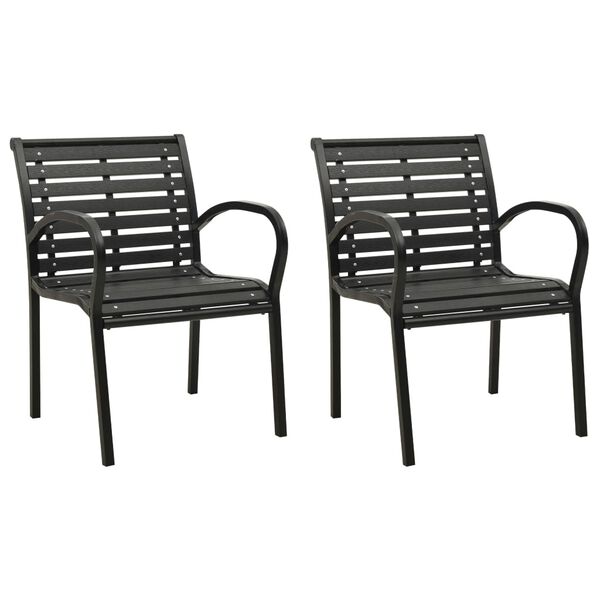 vidaXL Cadeiras de jardim 2 pcs aço e WPC preto