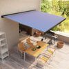 vidaXL Toldo motorizado com caixa 400x300 cm azul e branco