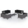 vidaXL 9 pcs conj. lounge jardim c/ almofad&otilde;es vime PE cinzento-escuro