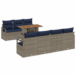 vidaXL Conjunto de Sof&aacute; de Jardim com almofada 8 pcs Cinza e Azul