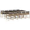 vidaXL 11 pcs conj. jantar jardim c/ almofad&otilde;es vime PE bege misturado