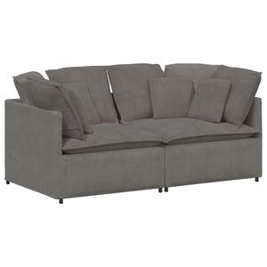 vidaXL Sof&aacute; modular com almofadas tecido corduroy cinzento-claro