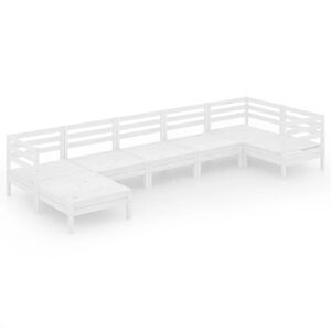 vidaXL 7 pcs conjunto lounge de jardim pinho maci&ccedil;o branco