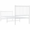 vidaXL Estrutura de cama com cabeceira e pés 75x190 cm metal branco