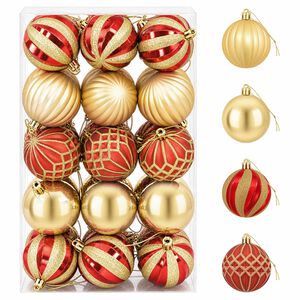 vidaXL Conjunto de Bolas de Natal 30 unid. Dourado e vermelho &Oslash; 6 cm