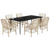 vidaXL 7 pcs conjunto de jantar p/ jardim com almofad&otilde;es vime PE bege