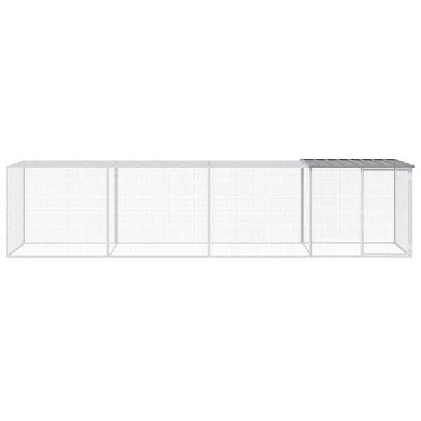 vidaXL Galinheiro com teto 403x98x90 cm a&ccedil;o galvanizado cinza-claro