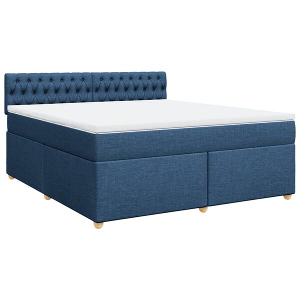 vidaXL Cama com molas/colch&atilde;o 180x200 cm tecido azul