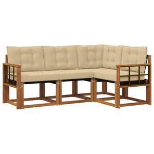 vidaXL Conjunto de Sof&aacute;s para Exterior 4 unid. Natural e Bege