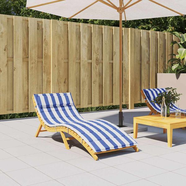 vidaXL Almofad&atilde;o p/ espregui&ccedil;adeira 180x60x4 tecido oxford azul/branco