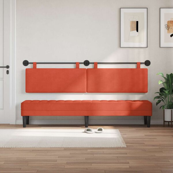 vidaXL Cabeceira Suspensa Liso Laranja Vermelho 210 x 55 x 5 cm